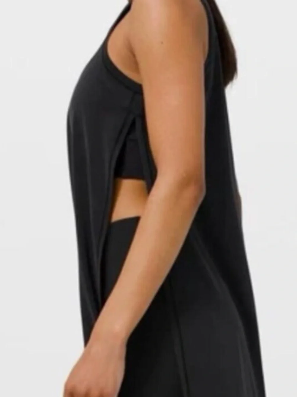 Lululemon Seek Softness Yoga Tunic Tank Medium Black Side Slit Modal EUC